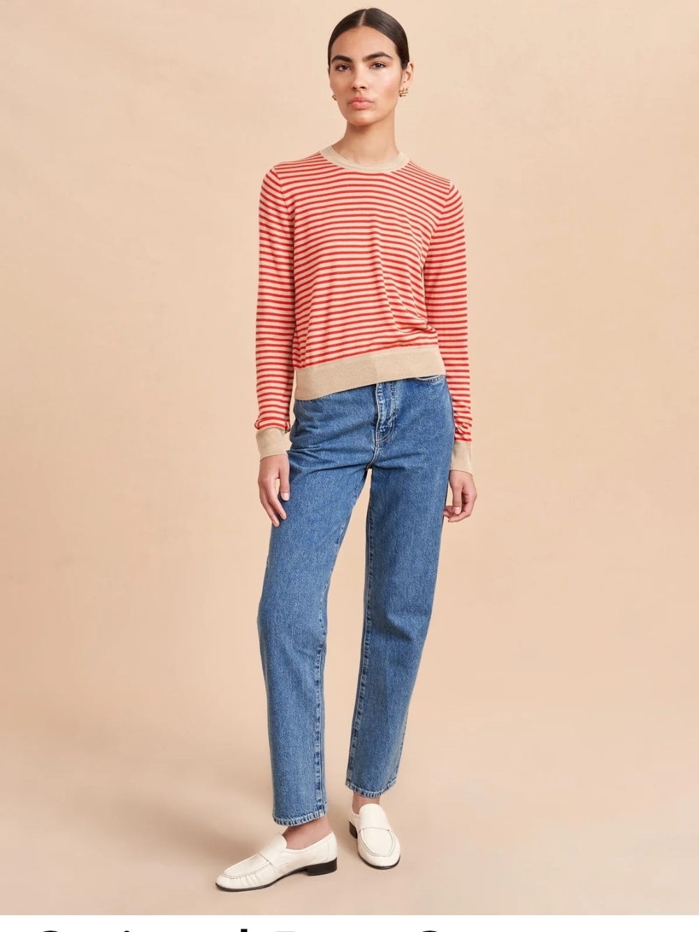 Striped Red And Gold Cashmere Sweatr
